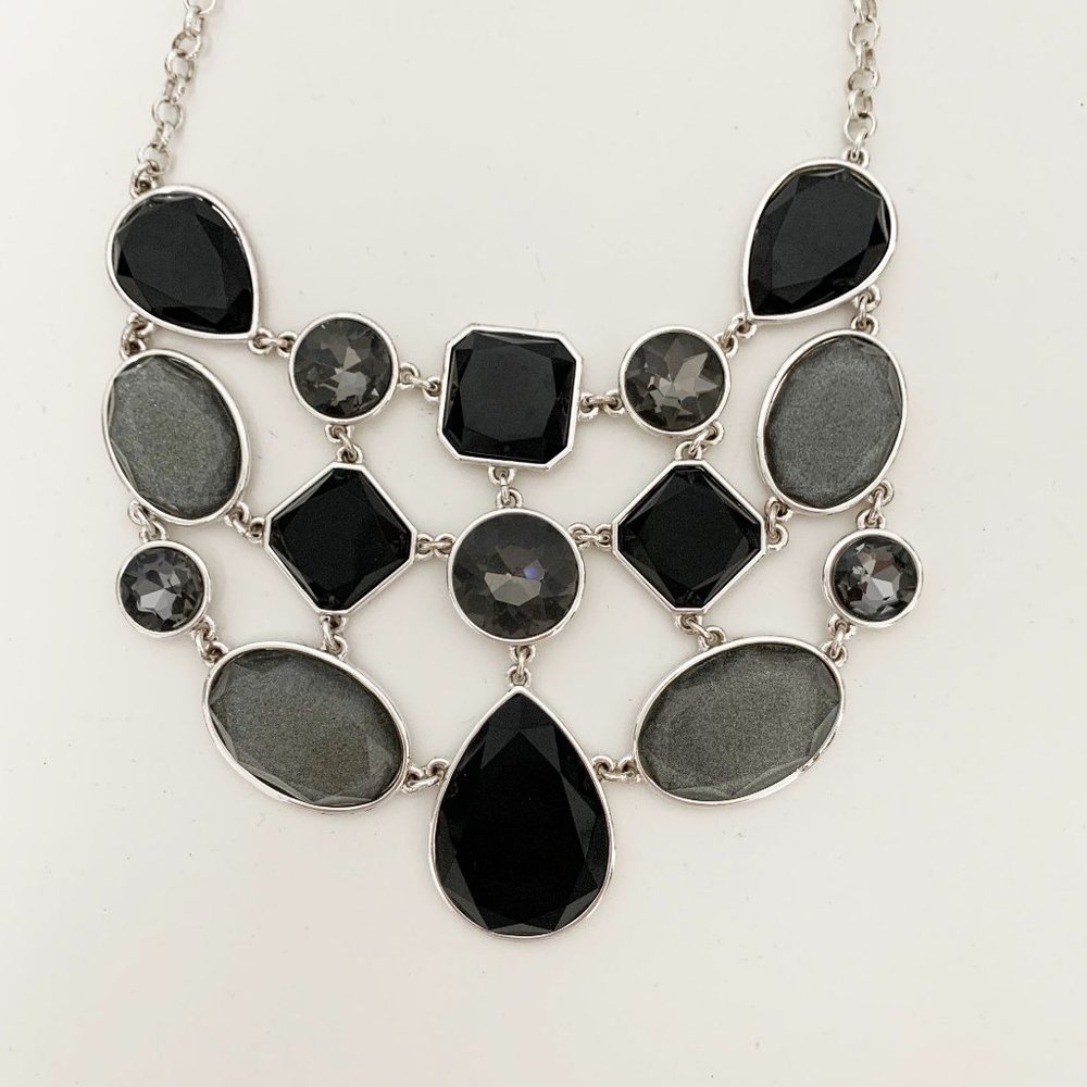 Black & Gray Geometric Statement Necklace